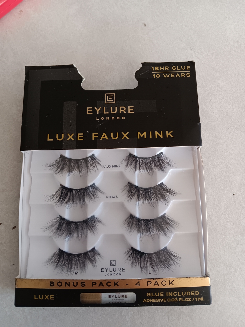 Eylure London Luxe Faux Mink False Lashes - Black (4pk) New.
